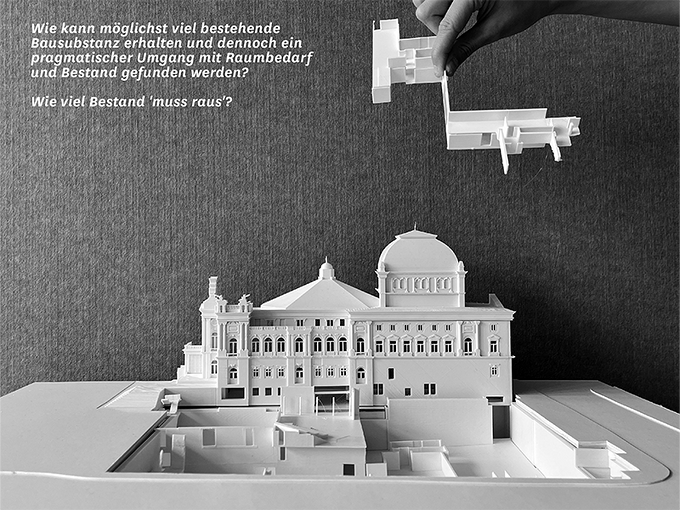 Feasibility study for the building preservation of the extension of Zurich Opera House's 'Fleischkäse'